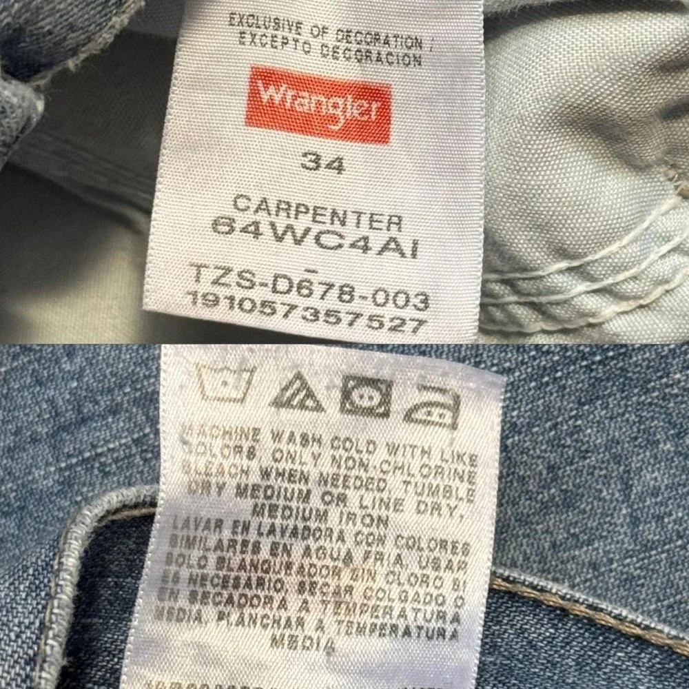 Wrangler Carpenter Denim Jorts Medium Wash Workwear Skater Grunge Shorts Size 34